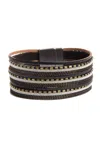 Saachi Women's Gold / Black / Grey Dionne Multi-strand Leather Black Bracelet In Multi