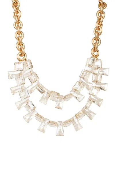 Saachi Women's Gold Crystal Box Bead Chain Necklace