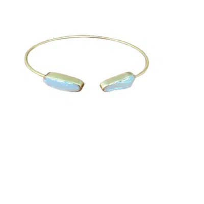 Saachi Women's Gold Double Freshwater Pearl Cuff Bracelet