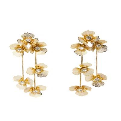 Saachi Women's Gold Flower Metal Drop Earring