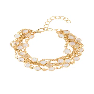 Saachi Women's Gold Glass Multi Layer Clear Bracelet