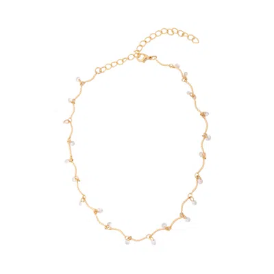 Saachi Glass Stone Necklace In Gold