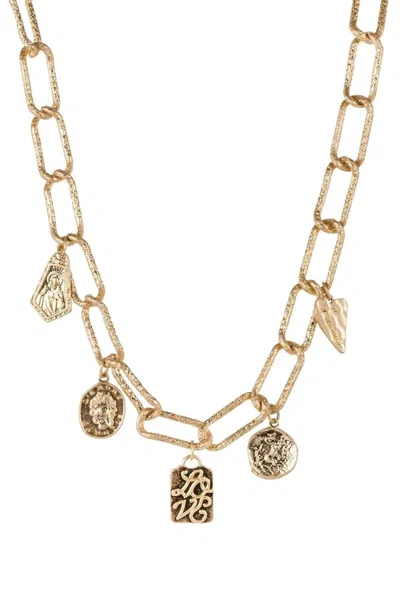 Saachi Women's Gold Hammered Charm Chain Necklace