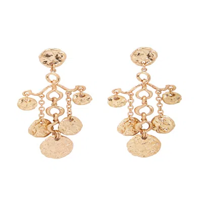 Saachi Women's Gold Hammered Coin Dangle Earrings In Brown