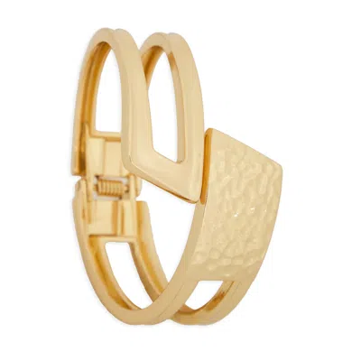 Saachi Women's Gold Hammered Overlap Cuff Bracelet