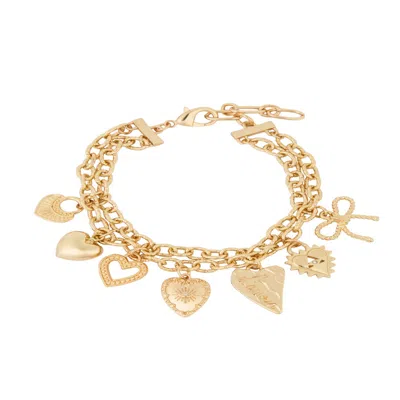 SAACHI WOMEN'S GOLD MIXED HEART CHARM BRACELET