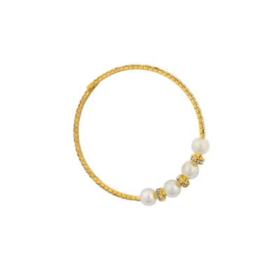 Saachi Women's Gold Pearl & Crystal Bangle In Pink