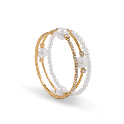 Saachi Women's Gold Pearl & Crystal Wrap Bracelet
