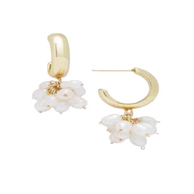 Saachi Women's Gold Pearl Cluster Hoop Earrings