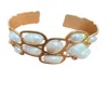 Saachi Women's Gold Pearl Cut Out Waved Cuff Bracelet