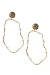 Saachi Women's Gold Pearl Embellished Abstract Hoop Earrings