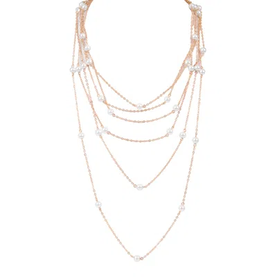 Saachi Women's Gold Pearl Multi Layer Necklace