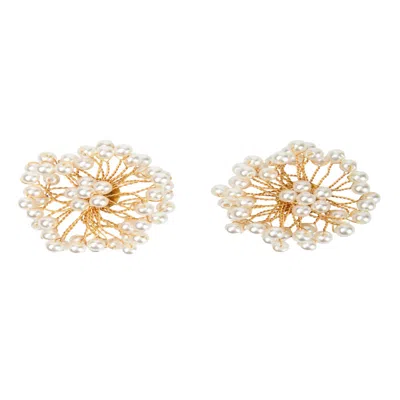 SAACHI WOMEN'S GOLD PEARL WEBBED EARRINGS