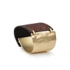 Saachi Hammered Metal & Faux Leather Bracelet In Brown