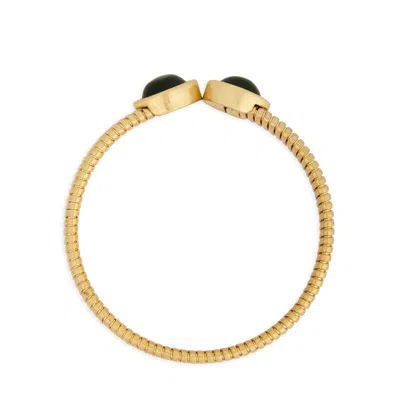 Saachi Women's Gold Stone Duo Cuff Bracelet
