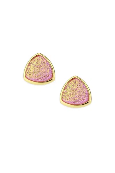 Saachi Women's Gold Triangle Stud Druzy Earrings