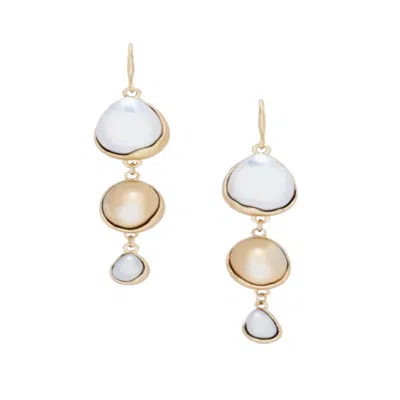 SAACHI WOMEN'S GOLD TRIPLE GLASS ORB DANGLE EARRINGS