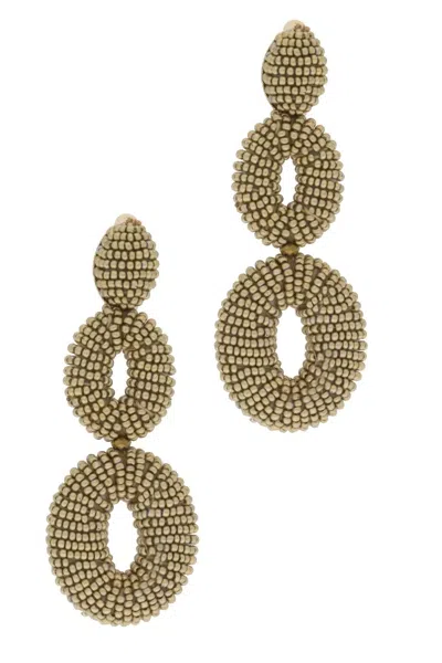 Saachi Women's Gold / White Gold Beaded Statement Earring