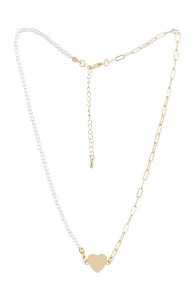 Saachi Women's Golden Heart Pearl Chain Necklace
