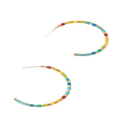 Saachi Women's Golden Rainbow Hoop Earrings In Yellow