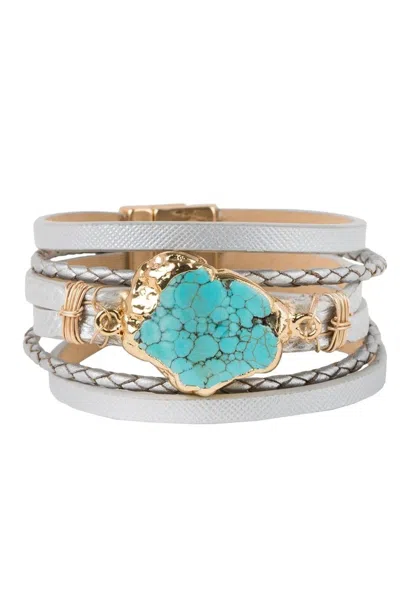 Saachi Women's Green Braided Turquoise Bracelet