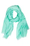 Saachi Women's Green Cashmere Silk  A Eyelash Scarf