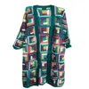 Saachi Women's Green Crochet Long Cardigan Marrakesh Teal Jacket In Brown