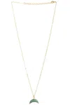 Saachi Women's Green Moon Gemstone Mini Earring And Necklace Set