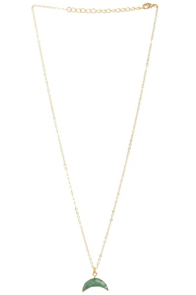 Saachi Women's Green Moon Gemstone Mini Earring And Necklace Set