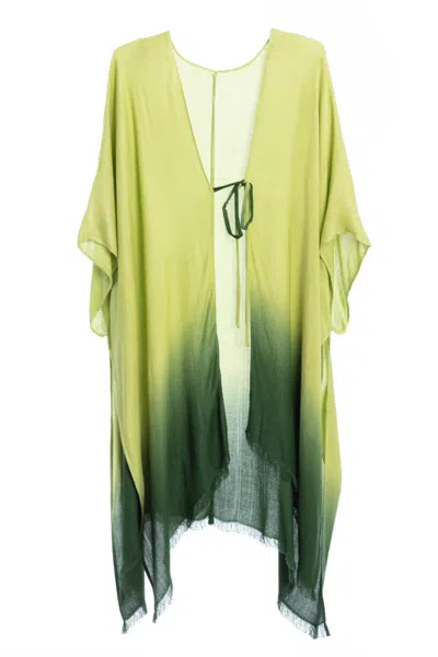 Saachi Women's Green Ombre Tie Cover Up Kimono
