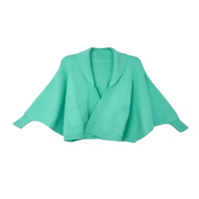 Saachi Women's Green Open Front Oversize Aqua Cardigan In Multi