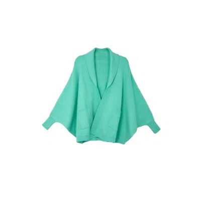 Saachi Women's Green Open Front Oversized Aqua Cardigan Sweater In Blue