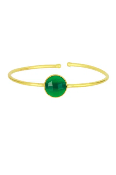Saachi Women's Green Single Gemstone Cuff Bracelet