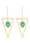 Saachi Women's Green Triangle Open Frame Gemstone Earrings