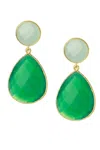 Saachi Women's Green Two-toned Double Drop Earrings In Green