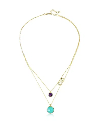 Saachi Women's Grey Aqua Chalcedony, Amethyst Double Layer Infinity Necklace In Gray