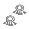 Saachi Women's Grey Beaded Tassel Hoop Black Earrings In Gray