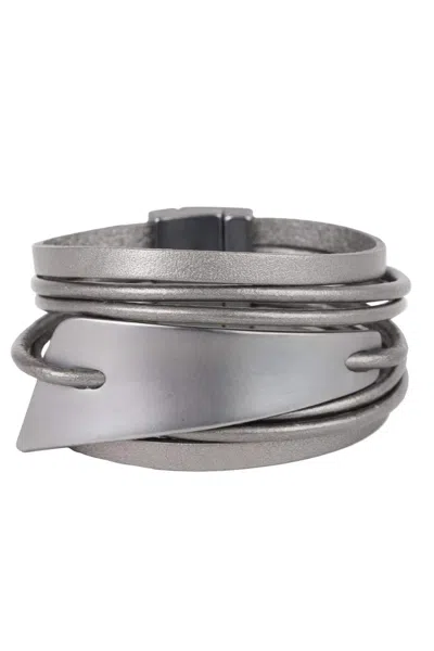 Saachi Women's Grey / Black Absolute Zero Leather Gray Bracelet In Multi