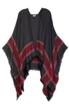 Saachi Herringbone Plaid Kimono In Gray