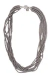 Saachi Women's Grey Crystal Multi Beaded Necklace