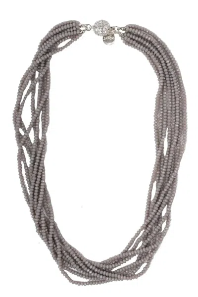 Saachi Women's Grey Crystal Multi Beaded Necklace
