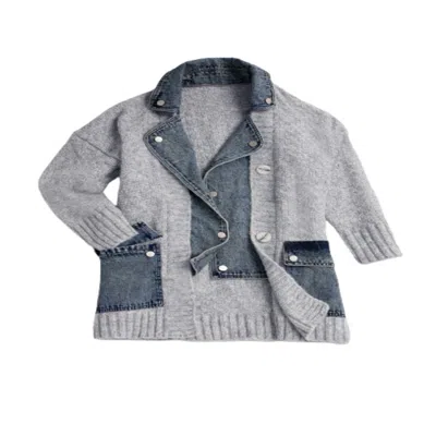 Saachi Women's Grey Denim Knit Gainsboro Cardigan In Gray