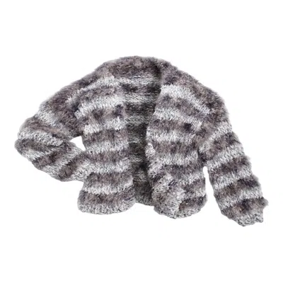 Saachi Women's Grey Eyelash Hand Knit Blue Gray Cardigan