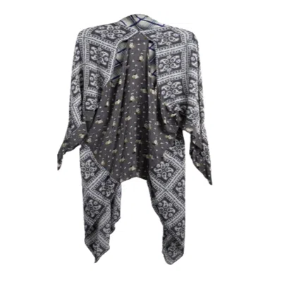 Saachi Women's Grey Floral Paisley Patchwork Cut-out Kimono In Gray