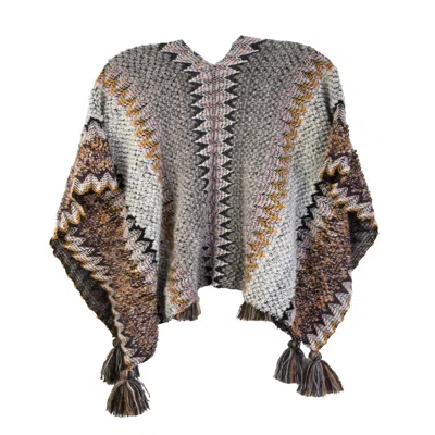 Saachi Women's Grey Fringed Knit Kimono In Gray