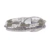Saachi Women's Grey Leather Beaded Crystal Circle Bracelet In Gray
