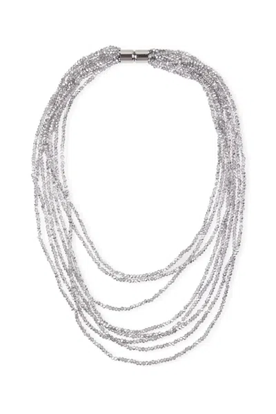 Saachi Women's Grey Long Multi Strand Crystal Necklace In Gray