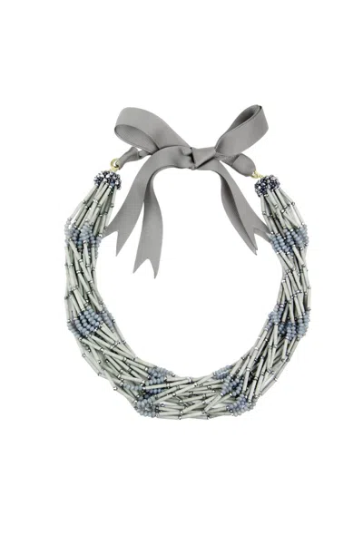 Saachi Women's Grey Multi Strand Statement Necklace In Gray