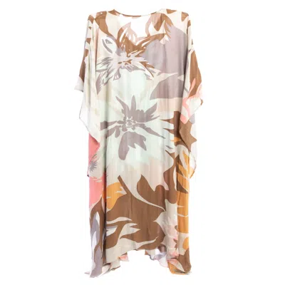 Saachi Women's Grey Multicolor Floral Kaftan Maxi In Gray