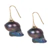 Saachi Women's Grey Pearl Baroque Drop Gray Earrings In Gold